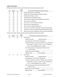 Ohio Case Investigation Form - Yersiniosis - Ohio, Page 12