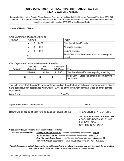 Form HEA5435  Printable Pdf