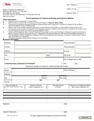 Form COM5061 &quot;Permit Application for Explosives Storage and Explosive Material&quot; - Ohio