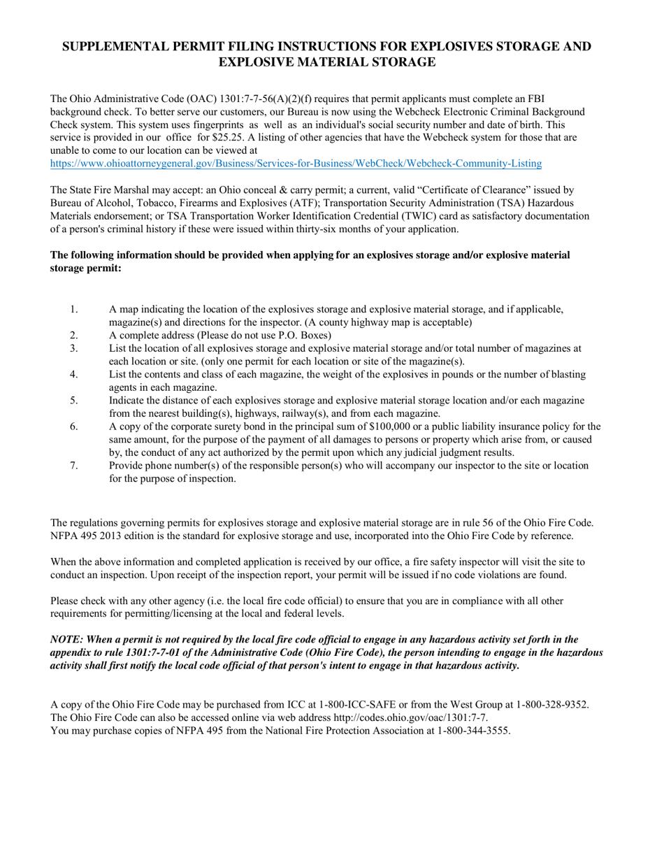 Form COM5061 Permit Application for Explosives Storage and Explosive Material - Ohio, Page 2