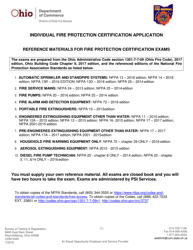 Form COM5020 &quot;Application for Individual Fire Protection Certification&quot; - Ohio