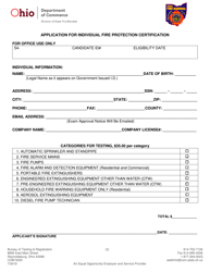 Form COM5020 &quot;Application for Individual Fire Protection Certification&quot; - Ohio, Page 3