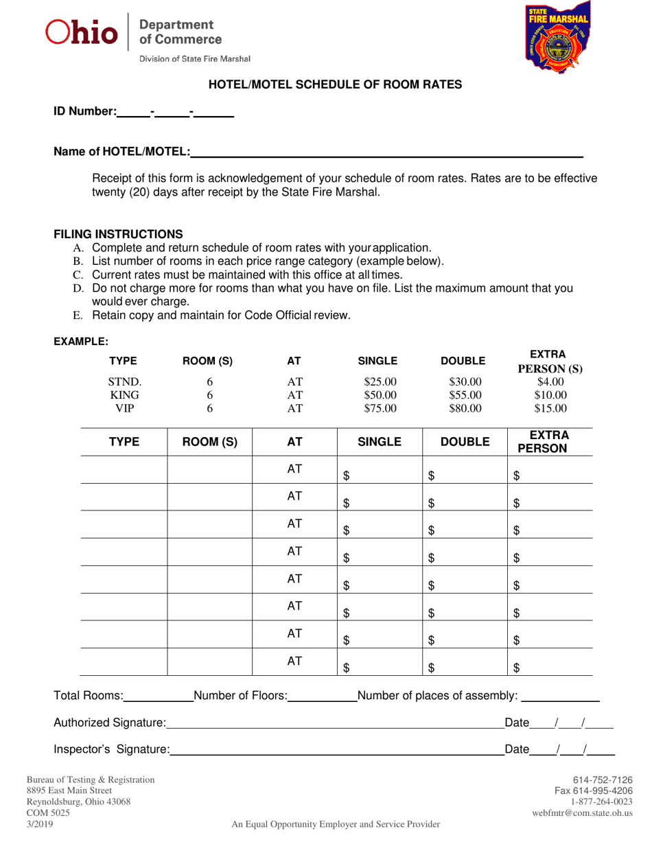 Form COM5025 Application for Hotel / Motel License - Ohio, Page 2