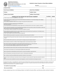 Document preview: Checklist for Indoor Fireworks or Flame Effects Exhibition - Ohio