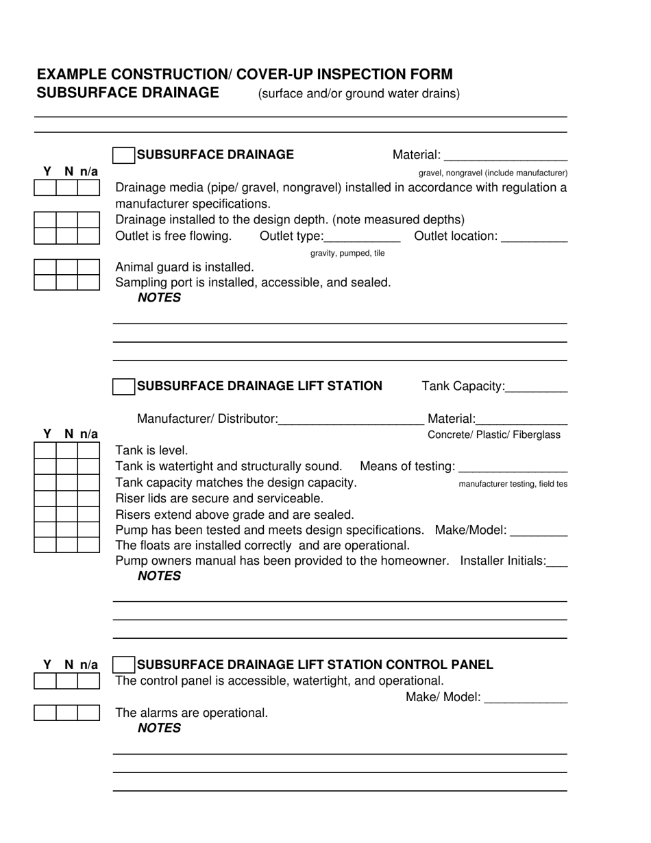 Example Construction / Cover-Up Inspection Form - Ohio, Page 5