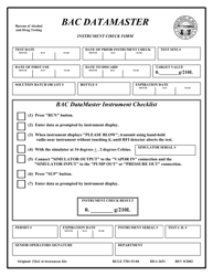Document preview: Form HEA2651 Bac Datamaster Instrument Check Form - Ohio