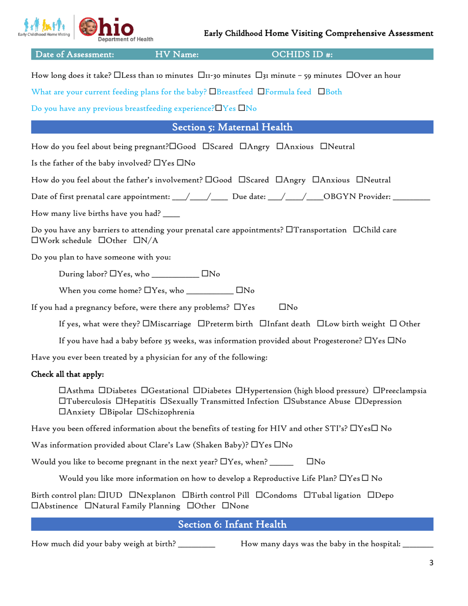 Form HEA8035 Early Childhood Home Visiting Comprehensive Assessment - Ohio, Page 3