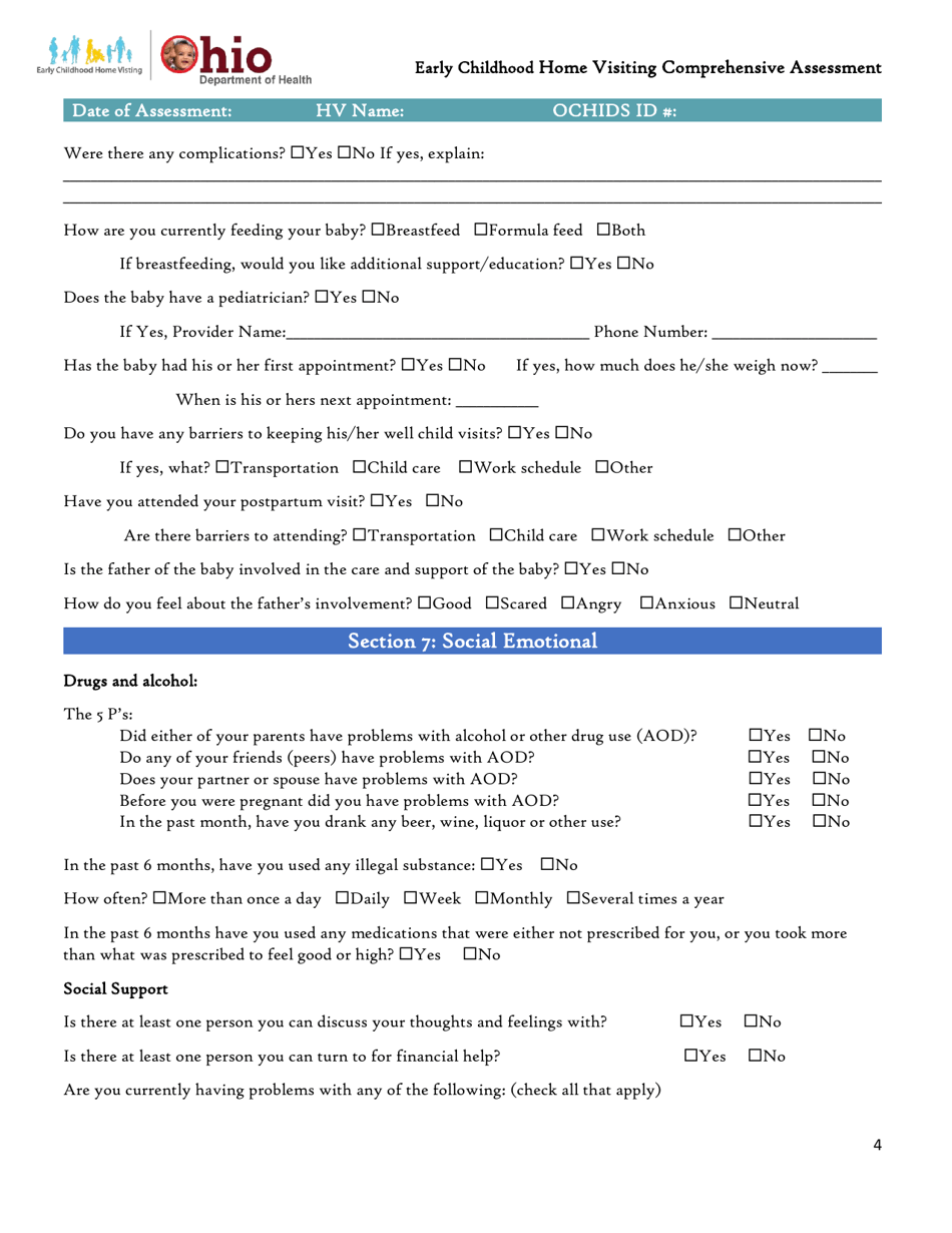 Form HEA8035 Early Childhood Home Visiting Comprehensive Assessment - Ohio, Page 4