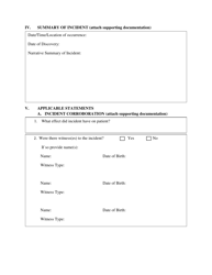 Self Reported Violation Report Form - Ohio, Page 2