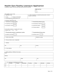 Health Care Facility Licensure Application - Ohio, Page 3