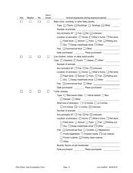 Ohio Case Investigation Form - Shigellosis - Ohio, Page 13