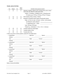 Ohio Case Investigation Form - Shigellosis - Ohio, Page 17