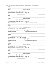Ohio Case Investigation Form - Shigellosis - Ohio, Page 4