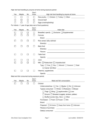 Ohio Case Investigation Form - Shigellosis - Ohio, Page 7