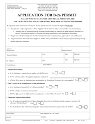 Form DLC1615 Application for B-2a Permit - Sale of Wine to a Licensed Ohio Retail Permit Holder - Ohio