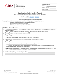 Form DLC1614_S-1/S-2 Application for S-1 or S-2 Permit - Ohio