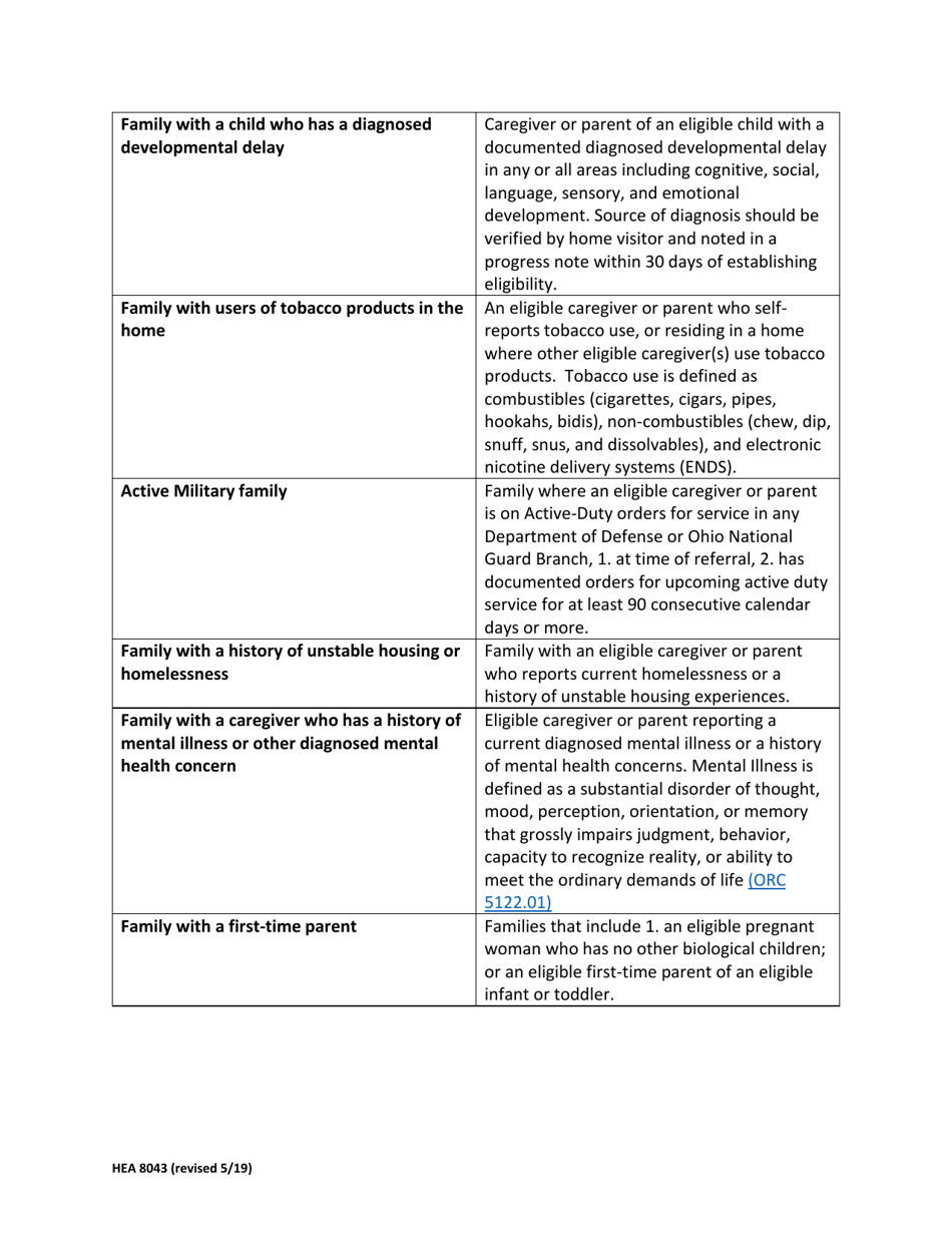 Form HEA8043 Home Visiting Eligibility Worksheet - Ohio, Page 3