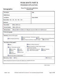 Form HEA0172 Ryan White Part B Program Application - Ohio