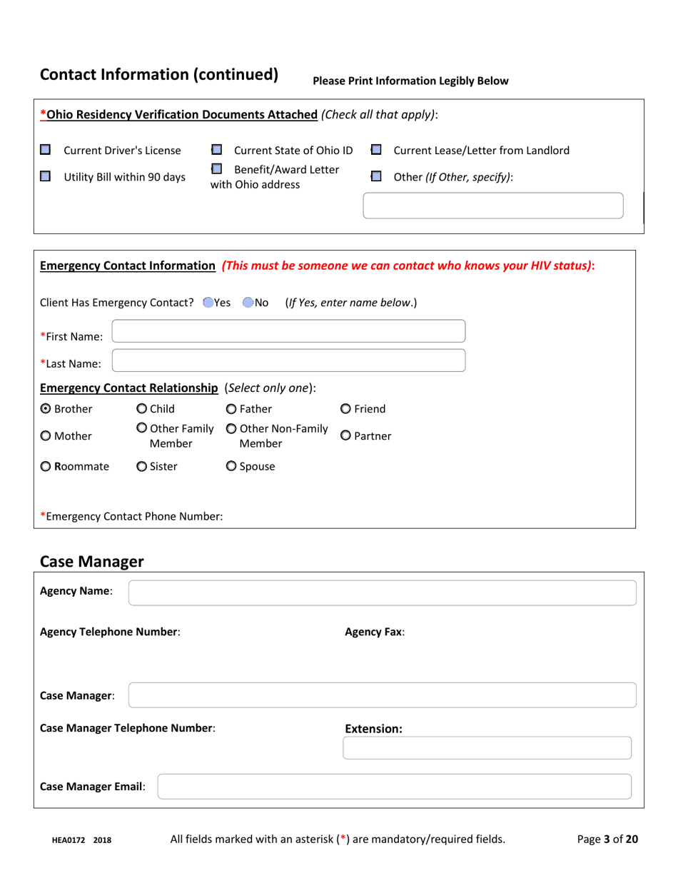 Form HEA0172 - Fill Out, Sign Online And Download Fillable PDF, Ohio ...