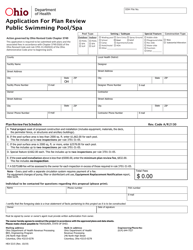 Form HEA5215 Application for Plan Review Public Swimming Pool/Spa - Ohio