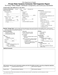 Form HEA3235 Private Water Systems Contractor Well Inspection Report for Pump, Pitless Adapter, Distribution Components, and Continuous Disinfection - Ohio, Page 2