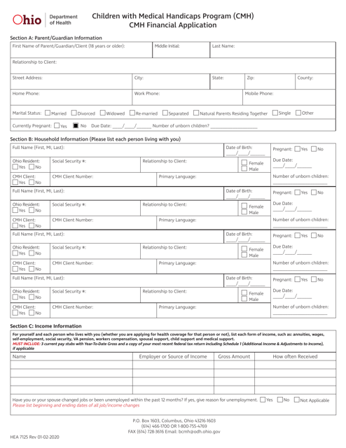 Form HEA7125 Cmh Financial Application - Ohio