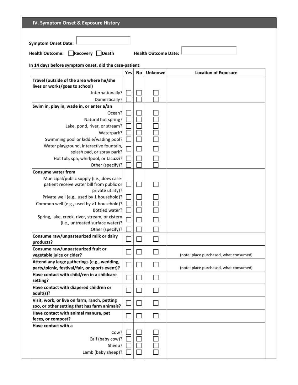 Cryptonet Case Investigation Form for Cryptosporidiosis Cases - Fill ...