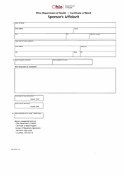 Form HEA6338 Certificate of Need Sponsor&#039;s Affidavit - Ohio