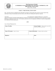 Form HEA0123 Authorized Nuclear Pharmacist Training, Experience, and Preceptor Attestation - Ohio, Page 3