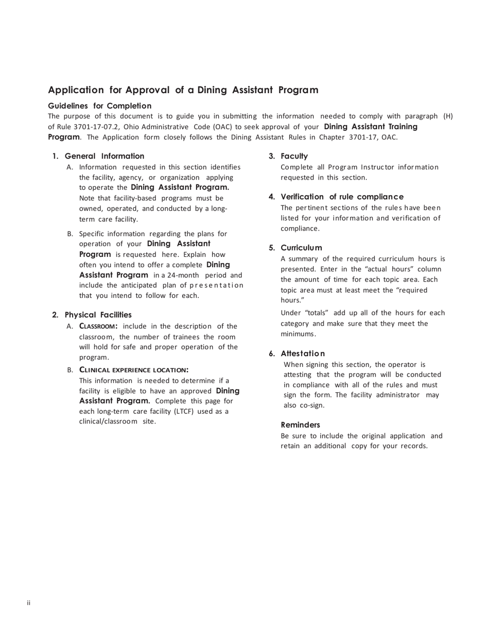 Form HEA7719 Application for Approval - Dining Assistant Program - Ohio, Page 3
