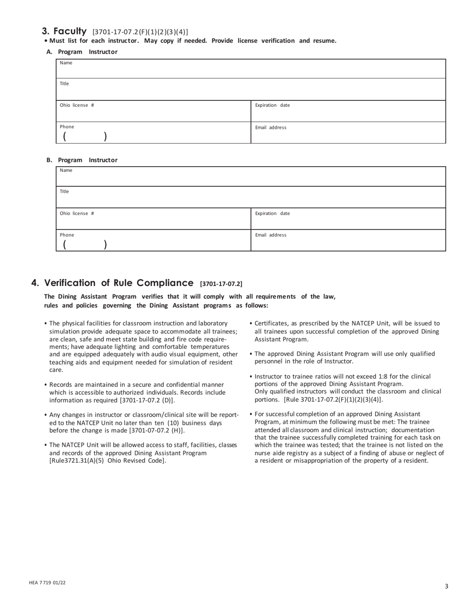 Form HEA7719 Application for Approval - Dining Assistant Program - Ohio, Page 6