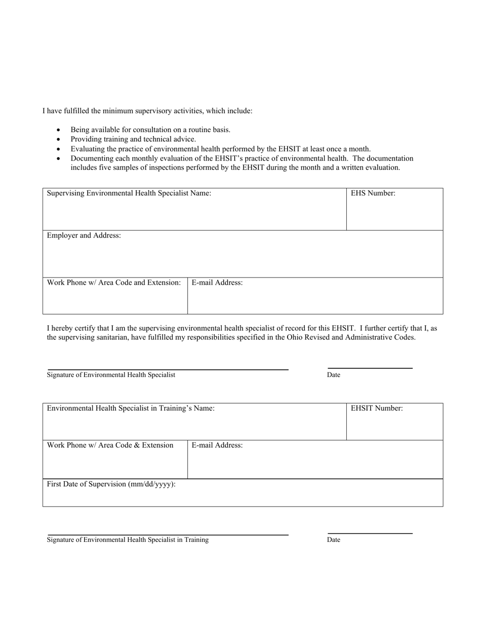 Ohio Ehsit Renewal - Supervision Form - Fill Out, Sign Online and ...