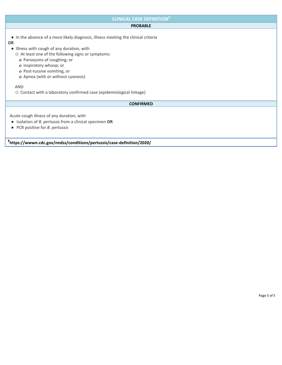 Appendix 11-4 Pertussis Surveillance Worksheet, Page 5
