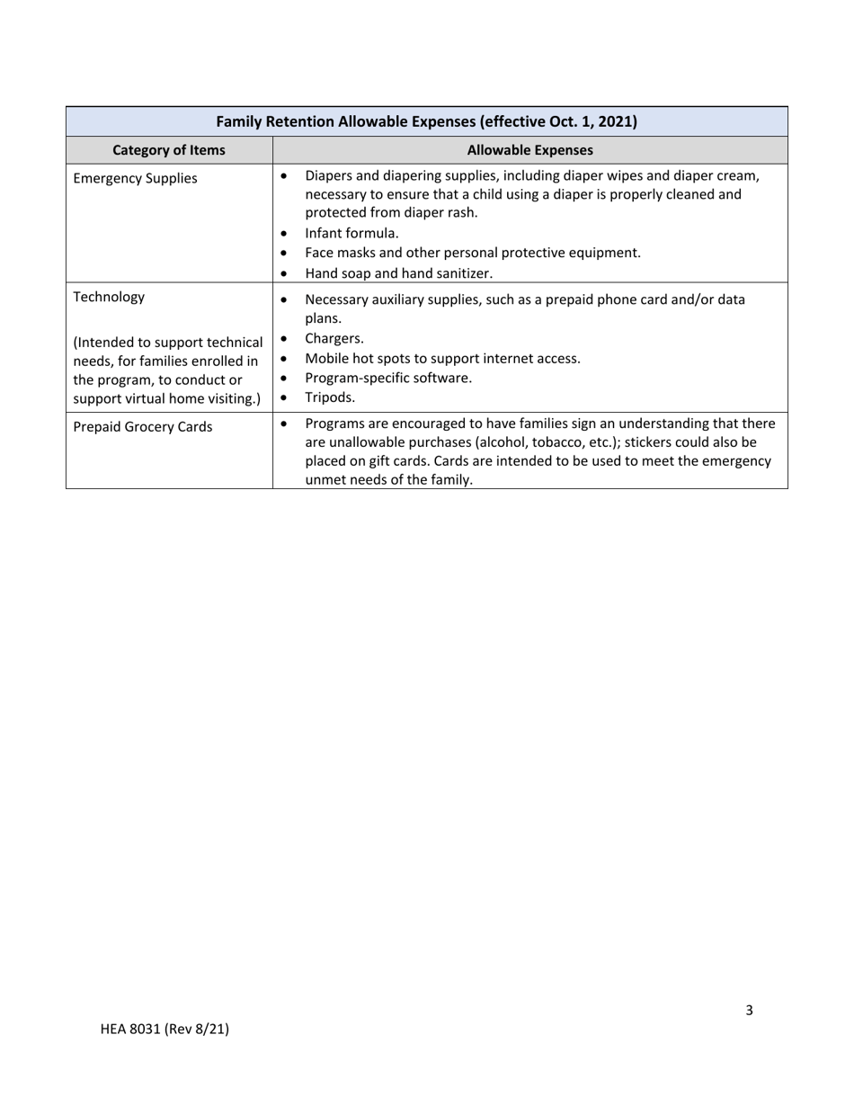Form HEA8031 Help Me Grow Home Visiting Program Invoice - Ohio, Page 3