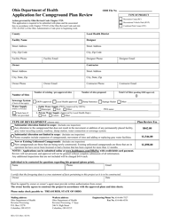 Form HEA5213 Application for Campground Plan Review - Ohio