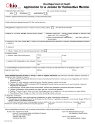 Document preview: Form HEA5133 Application for a License for Radioactive Material - Ohio