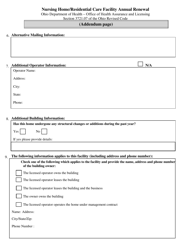 Form HEA1633 Nursing Home/Residential Care Facility Annual Renewal - Ohio, Page 2