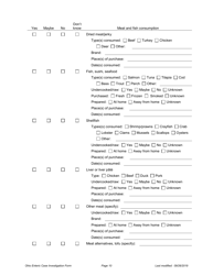 Ohio Case Investigation Form - Amebiasis, Giardiasis, Salmonellosis &amp; Shiga Toxin-Producing E. Coli - Ohio, Page 10