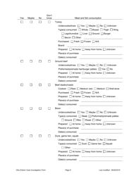 Ohio Case Investigation Form - Amebiasis, Giardiasis, Salmonellosis &amp; Shiga Toxin-Producing E. Coli - Ohio, Page 8