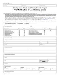 Document preview: Form HEA5536 Prior Notification of Lead Training Course - Lead Poisoning Prevention Program - Ohio