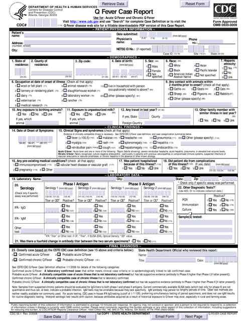 Form CDC55.1 Q Fever Case Report