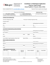 Form DIC4320 &quot;Installation or Weld Repair Application&quot; - Ohio