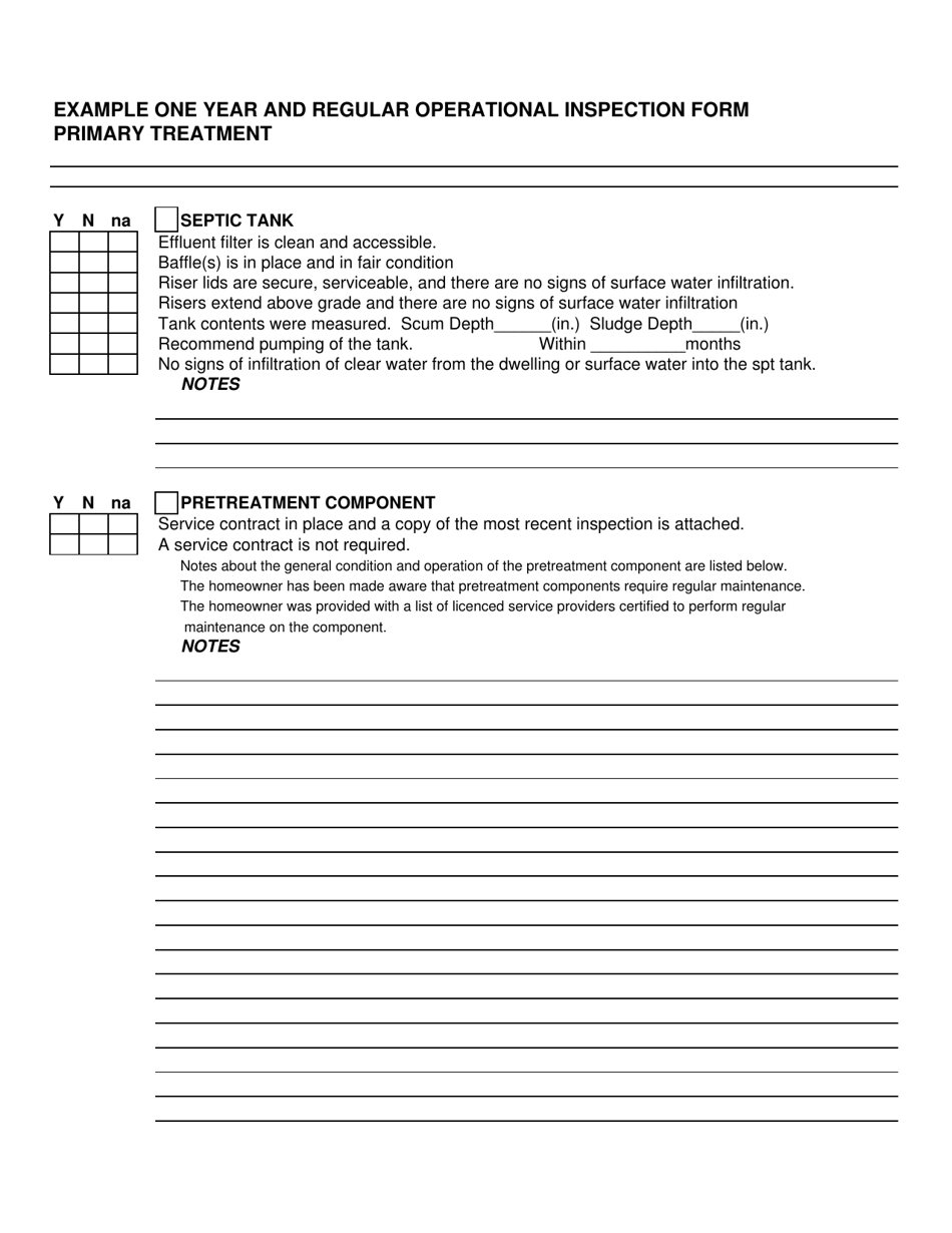 Example One Year and Regular Operational Inspection Form - Ohio, Page 2