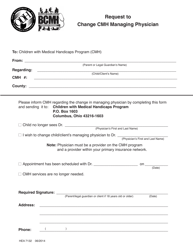 Document preview: Form HEA7132 Request to Change Cmh Managing Physician - Ohio