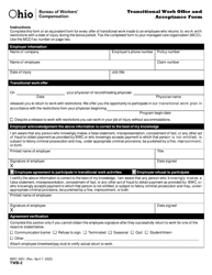 Form TWB-2 (BWC-3001) &quot;Transitional Work Offer and Acceptance Form&quot; - Ohio