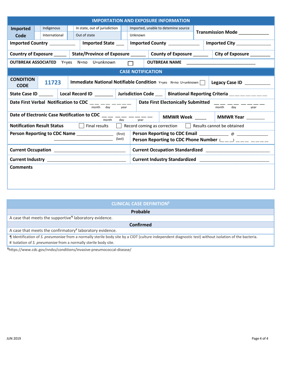 Appendix 13-2 Streptococcus Pneumoniae Surveillance Worksheet, Page 4