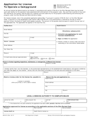 Document preview: Form HEA5312 Application for License to Operate a Campground - Ohio