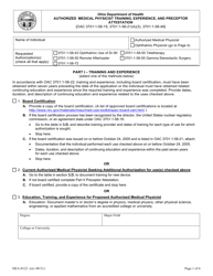 Form HEA0122 Authorized Medical Physicist Training, Experience, and Preceptor Attestation - Ohio