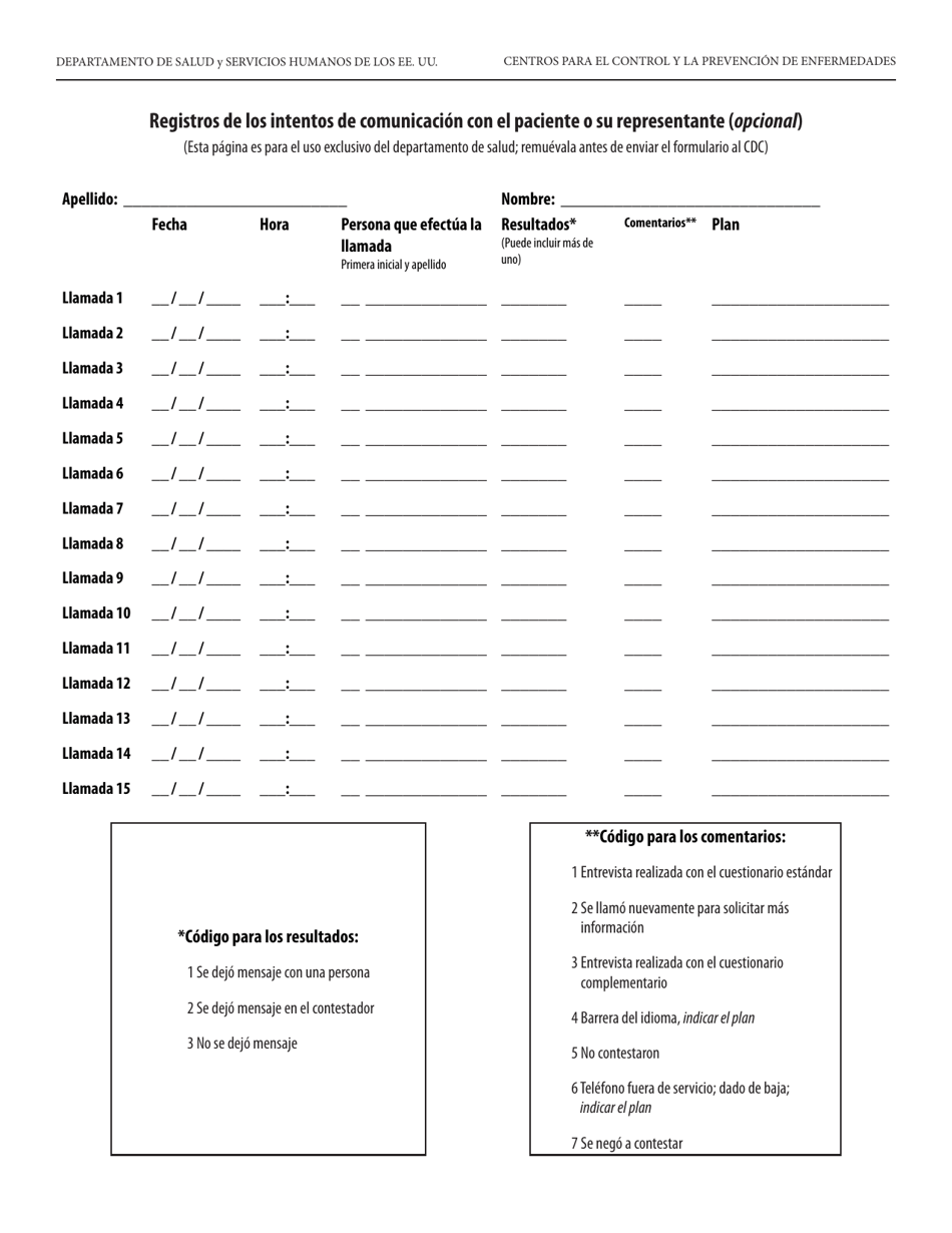 Formulario Como Parte Del CDC Contra La Listeria (Spanish), Page 2