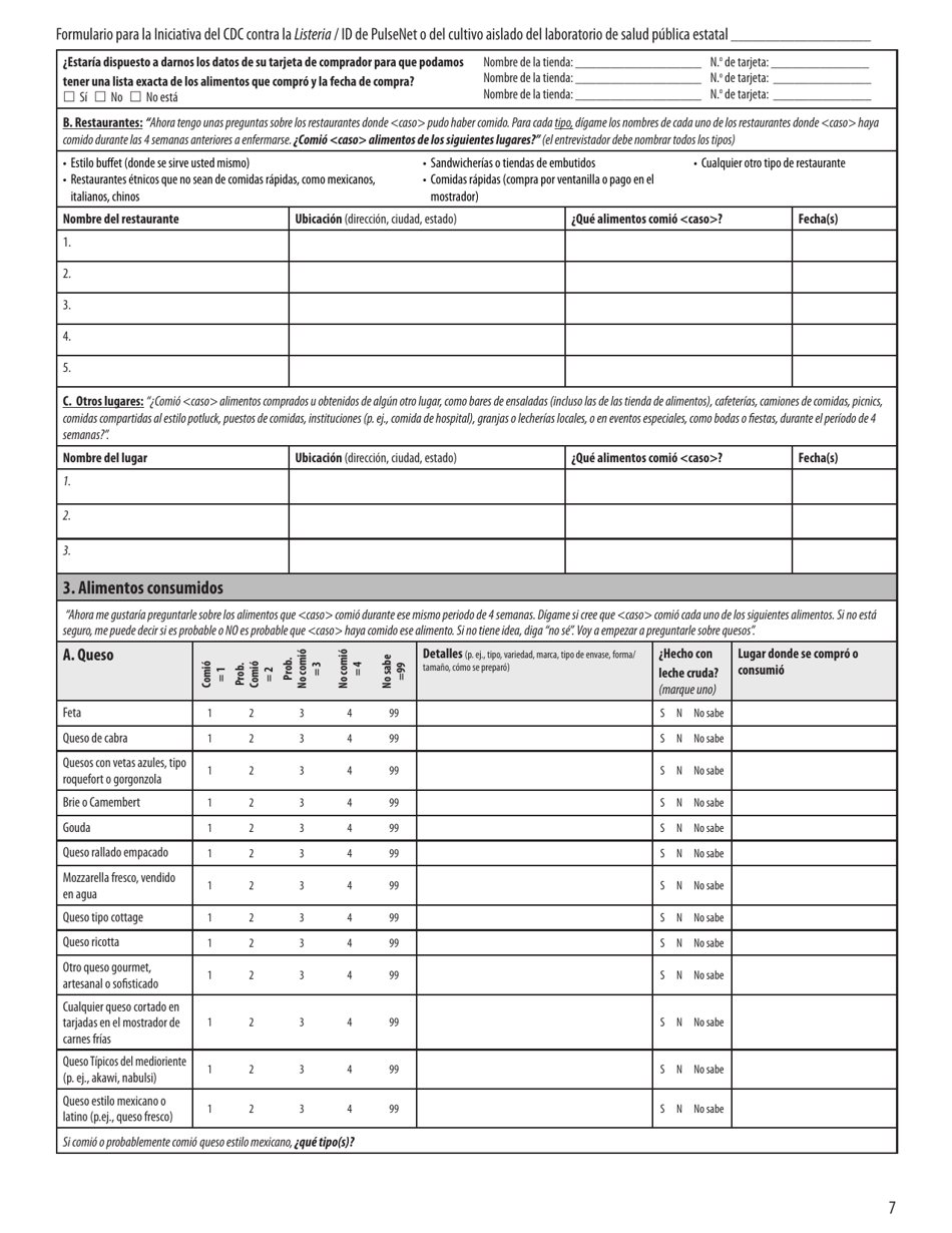 Formulario Como Parte Del CDC Contra La Listeria Fill Out, Sign